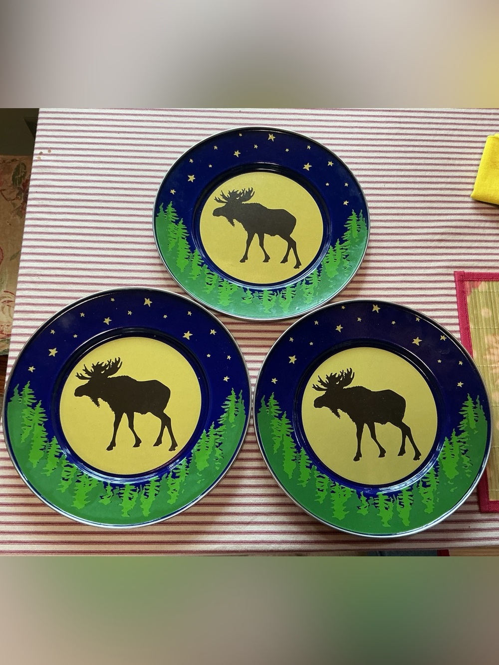 Enamelware 11” Moose Plates 3 Golden Rabbit